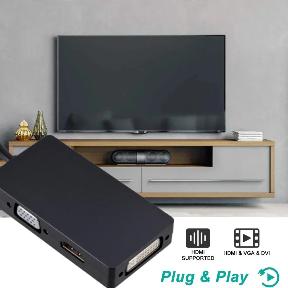 3 in 1 Thunderbolt Mini DP to HDMI VGA DVI Converter 1080P Mini DP Cable Adapter for MacBook Pro Air Mini DisplayPort Projector