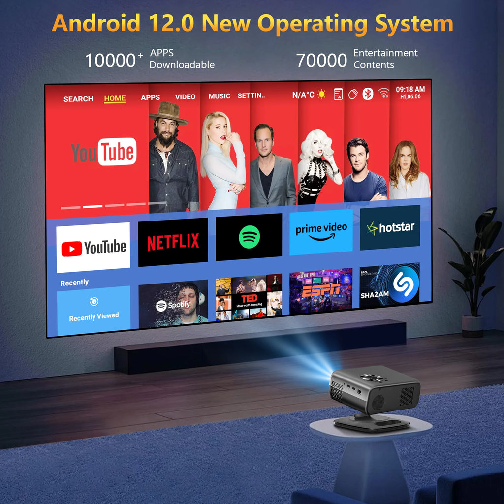 HORLAT M4 4K Mini Projector (25,000 Lumens) – Android 12 + Auto Focus