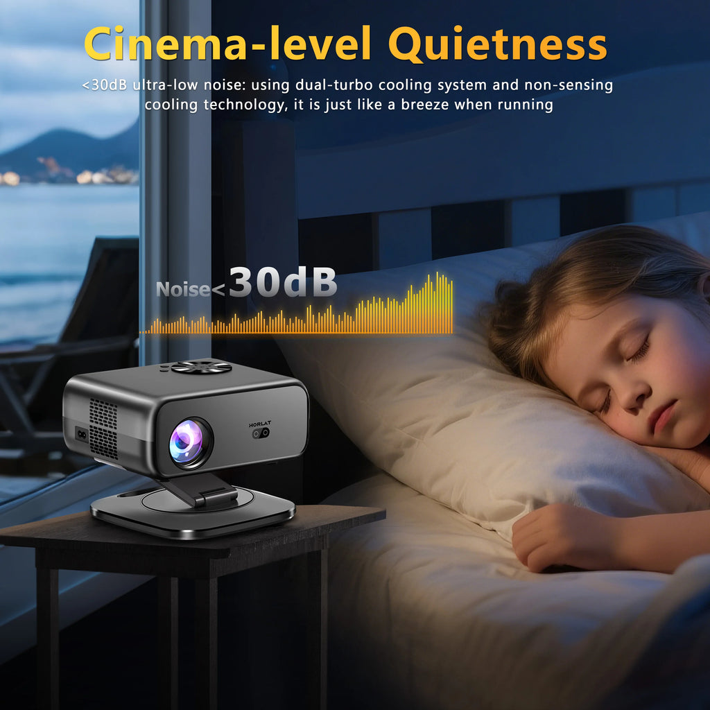 HORLAT M4 4K Mini Projector (25,000 Lumens) – Android 12 + Auto Focus