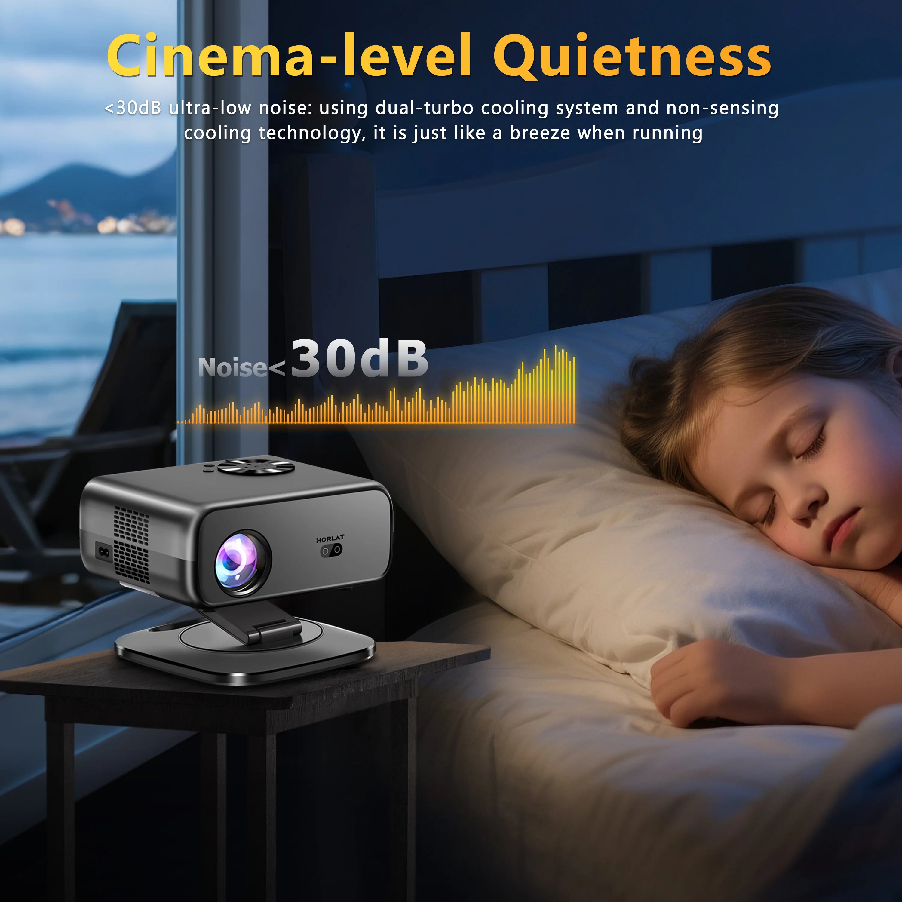 HORLAT M4 4K Mini Projector (25,000 Lumens) – Android 12 + Auto Focus