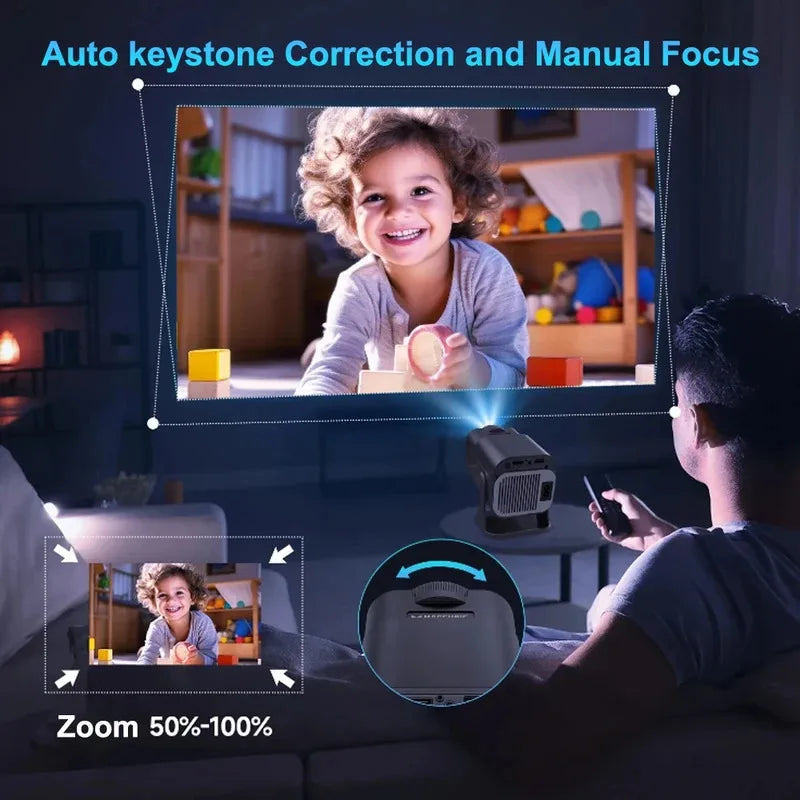 HY320 Android Projector (4K Support) – 300 ANSI – 180° Rotatable Portable