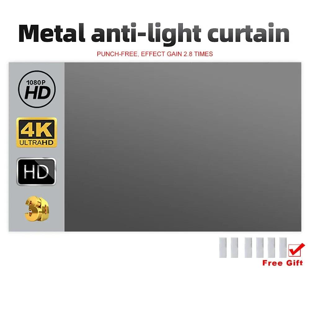 4K Anti-Light Portable Projector Screen (16:9) – Foldable Metal Frame