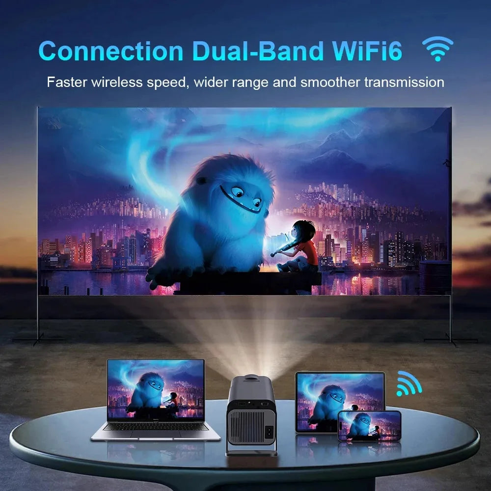 HY320 Android Projector (4K Support) – 300 ANSI – 180° Rotatable Portable