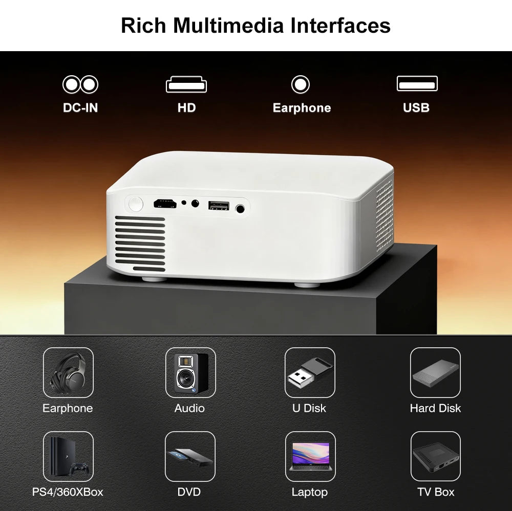 Touyinger L9W 4K Mini Projector (Android) | Full HD Home Theater + Bluetooth