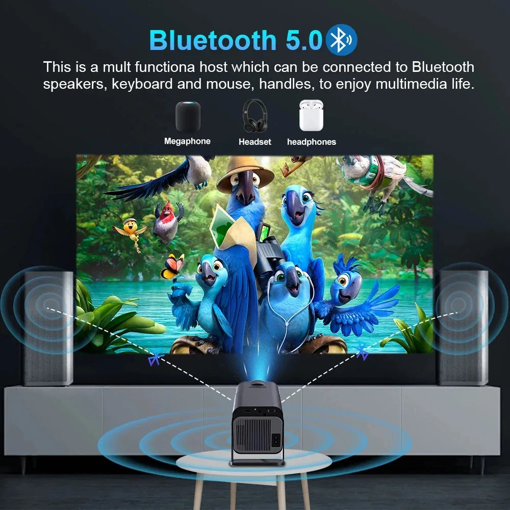 HY320 Android Projector (4K Support) – 300 ANSI – 180° Rotatable Portable