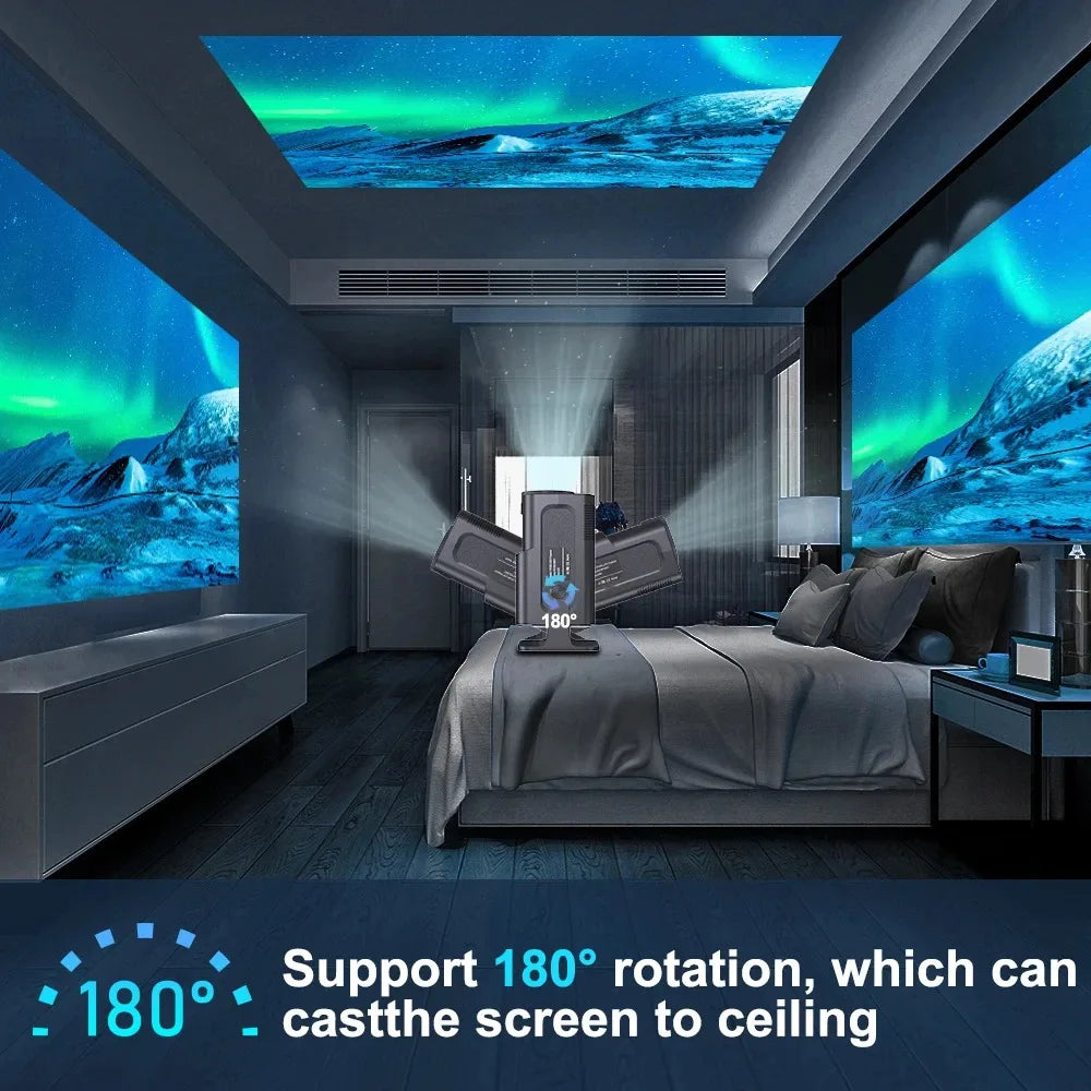 HY320 Android Projector (4K Support) – 300 ANSI – 180° Rotatable Portable