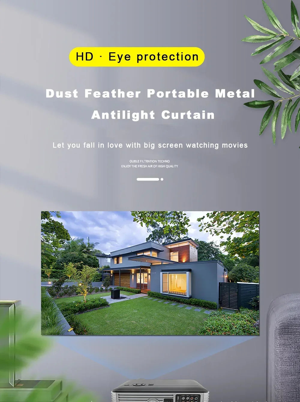 4K Anti-Light Portable Projector Screen (16:9) – Foldable Metal Frame