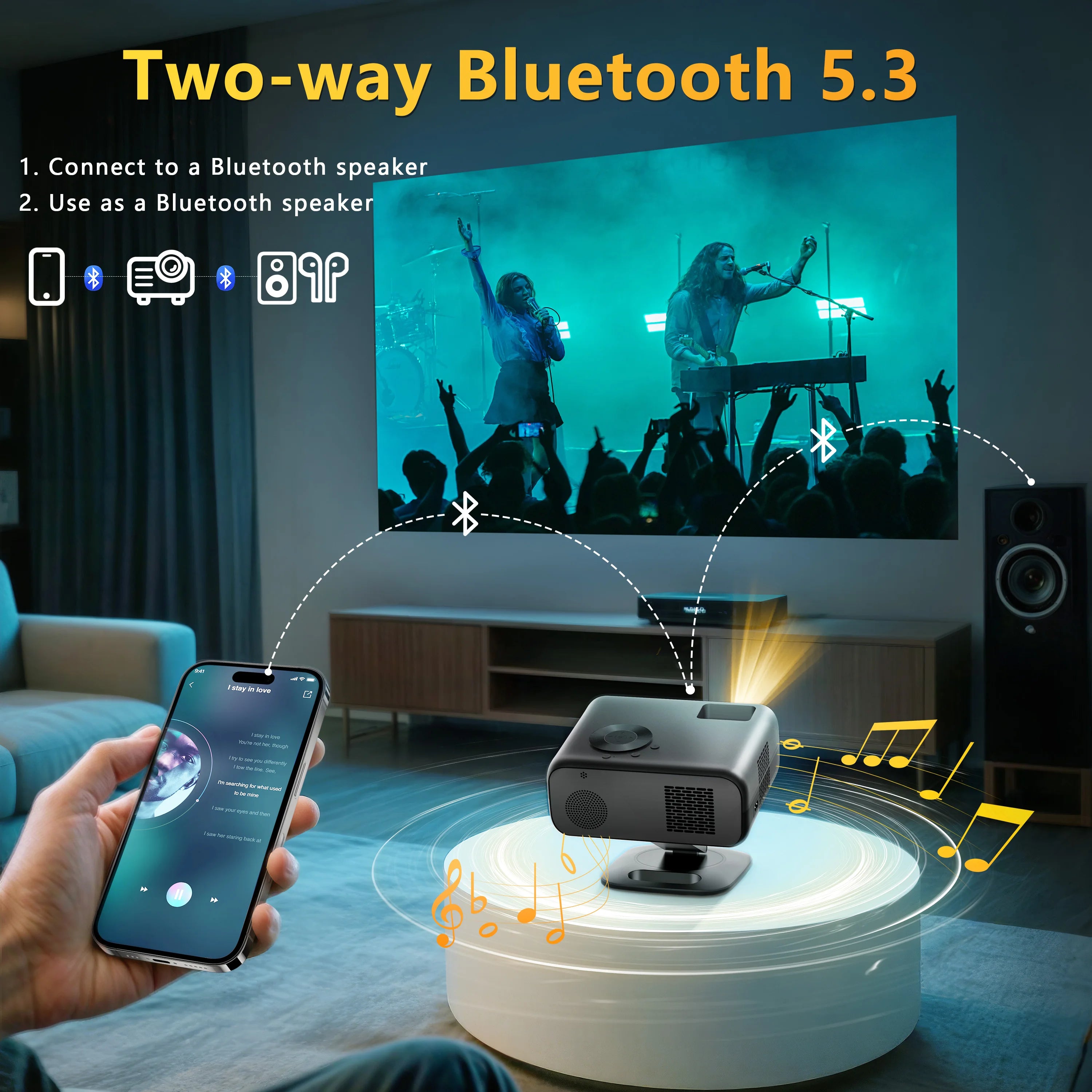 HORLAT M4 4K Mini Projector (25,000 Lumens) – Android 12 + Auto Focus