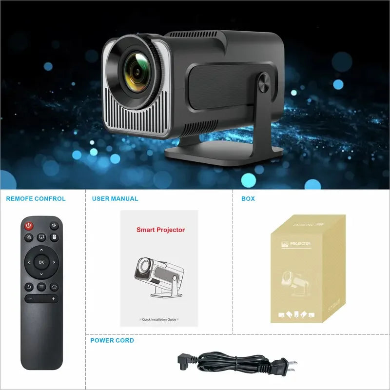 HY320 Android Projector (4K Support) – 300 ANSI – 180° Rotatable Portable