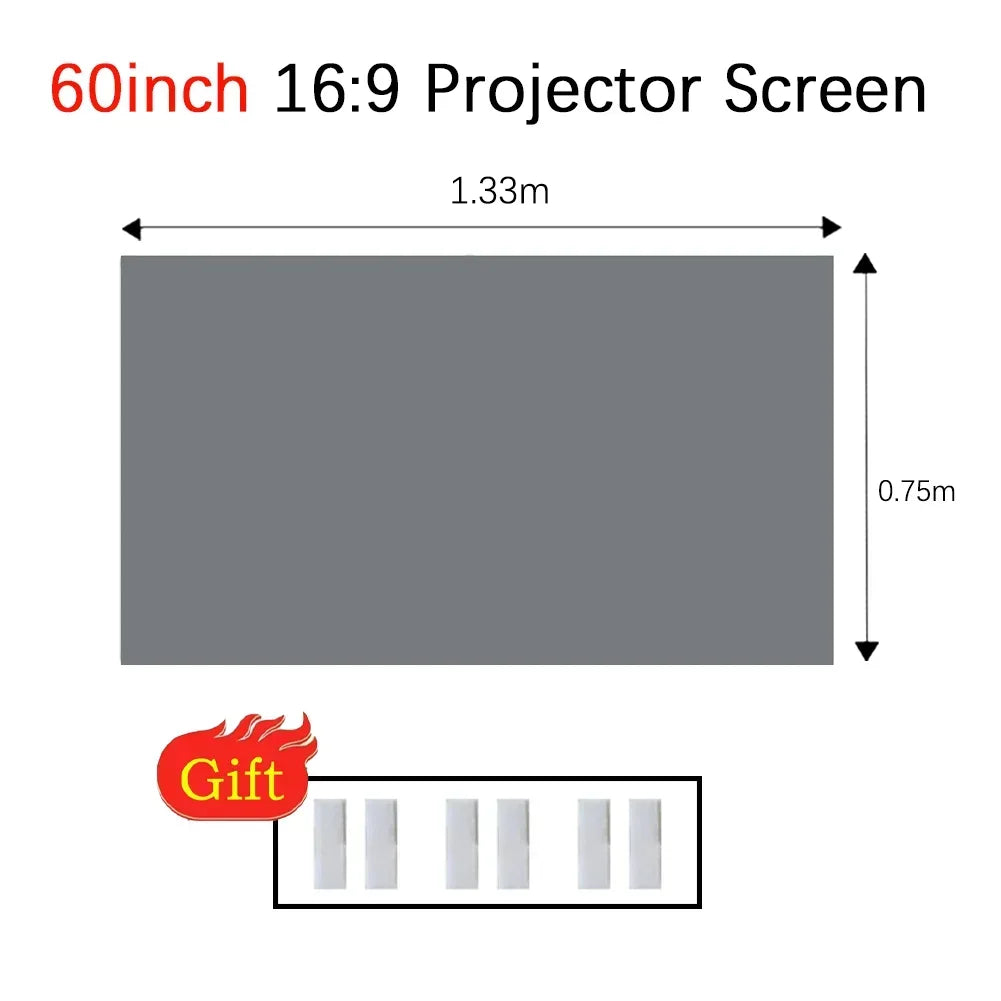 4K Anti-Light Portable Projector Screen (16:9) – Foldable Metal Frame