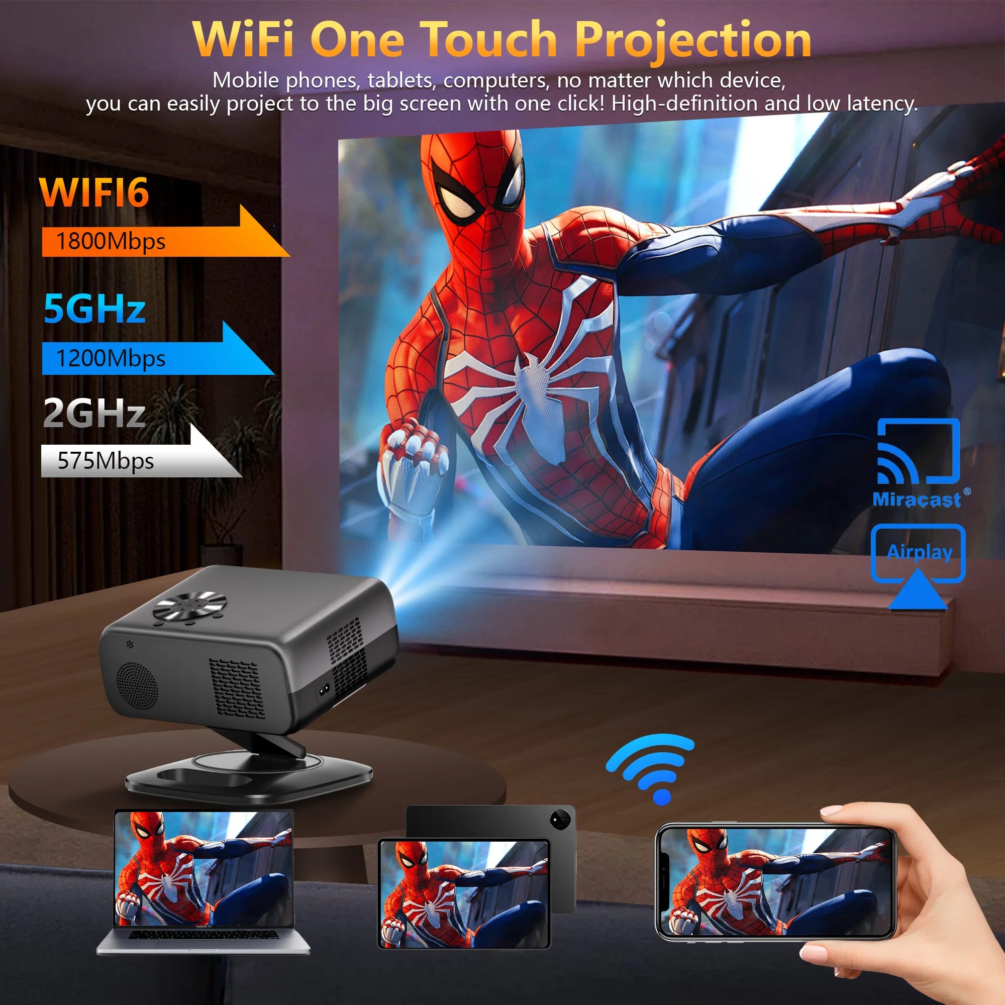 HORLAT M4 4K Mini Projector (25,000 Lumens) – Android 12 + Auto Focus